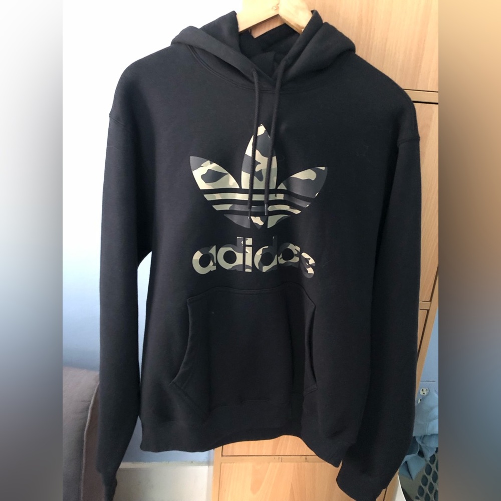 Adidas mens camo hoodie in black colorway